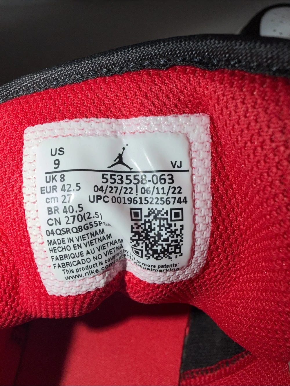 Nike Air Jordan 1 Low WHITE TOE Black/Red-White